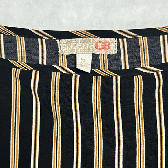GB Long Sleeve Top Sz XL MULTICOLOR STRIPED AUTUMN NIGHTS CROPPED BLOUSE/TOP - Picture 2 of 9